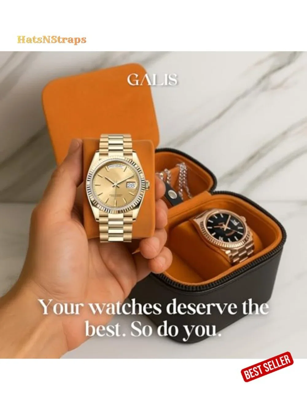 Premium Portable 2-Slot Watch Travel Case with Velvet Interior